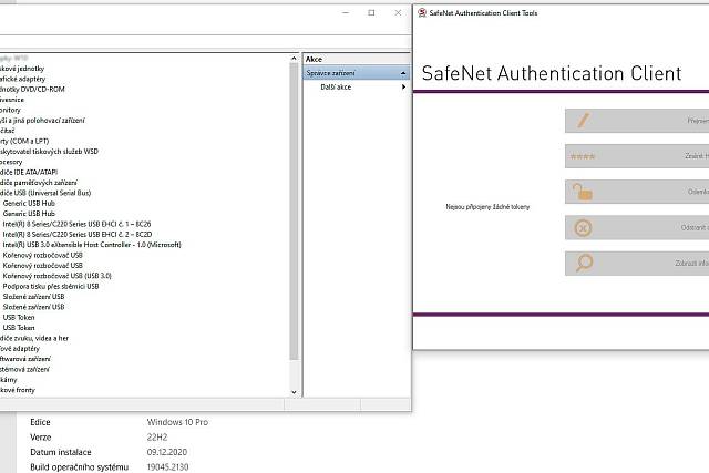 Token Gemalto SafeNet eToken 5110 není vidět (postsignum)